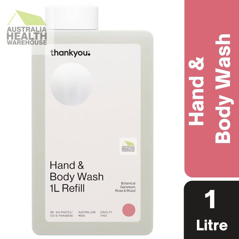 Thankyou Hand & Body Wash Geranium, Rose & Wood 1 Litre Refill