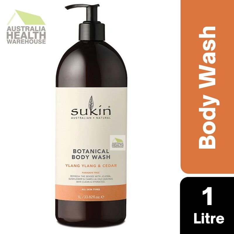 Sukin Botanical Body Wash Ylang Ylang & Cedar Pump 1 Litre