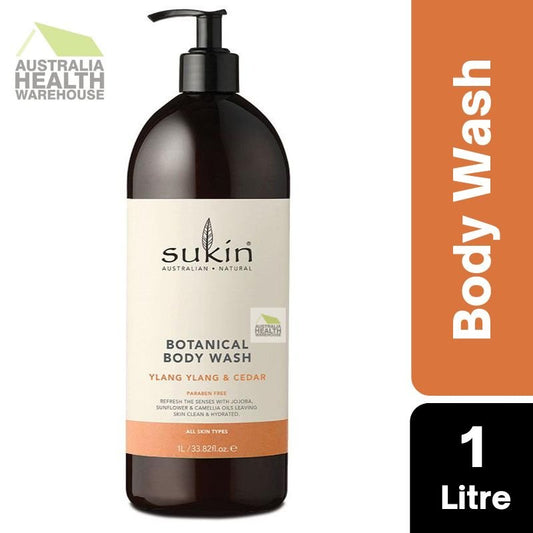 Sukin Botanical Body Wash Ylang Ylang & Cedar Pump 1 Litre