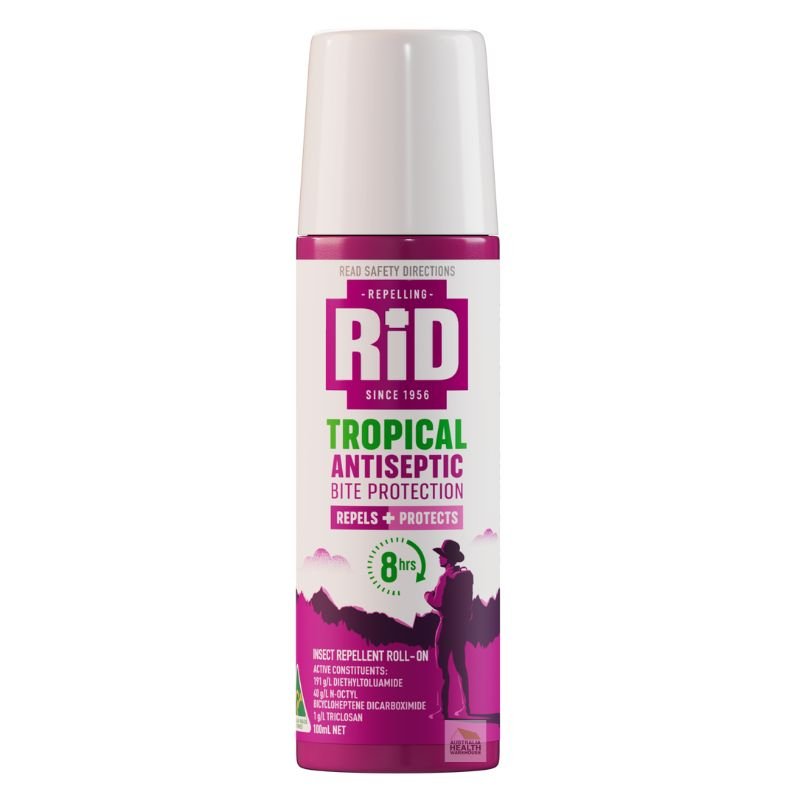 Rid Tropical Antiseptic Bite Protection Insect Repellent Roll-On 100mL September 2028