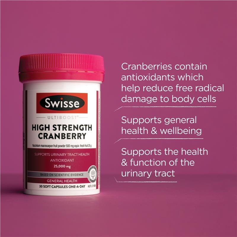 [Expiry: 07/2026] Swisse Ultiboost High Strength Cranberry 25,000mg 30 Capsules