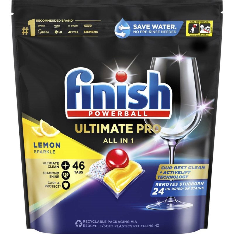 Finish Powerball Ultimate Pro All in 1 Dishwasher Tablets Lemon 46 Pack