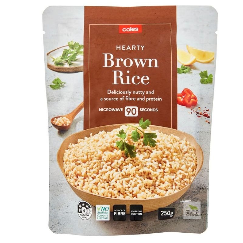 Coles Hearty Brown Microwave Rice 250g [15 May 2024]