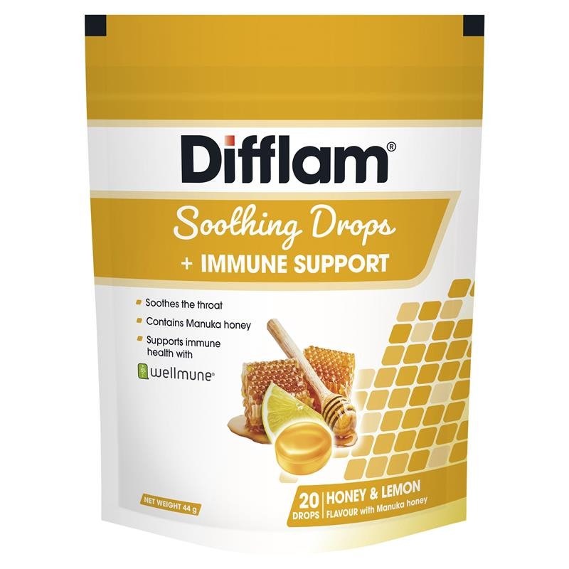 [Expiry: 02/2026] Difflam Soothing Drops + Immune Support Honey & Lemon 20 Drops