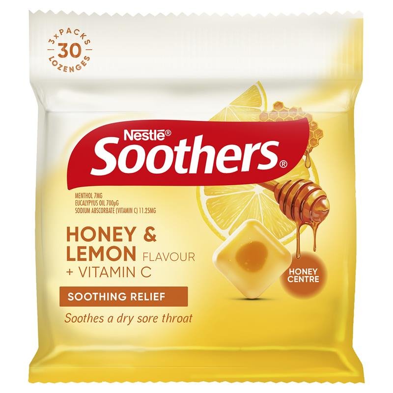 [CLEARANCE Expiry: 02/2025] Soothers Honey & Lemon 3x10 Lozenges Multipack