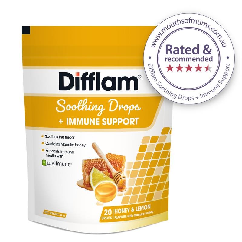 [Expiry: 02/2026] Difflam Soothing Drops + Immune Support Honey & Lemon 20 Drops