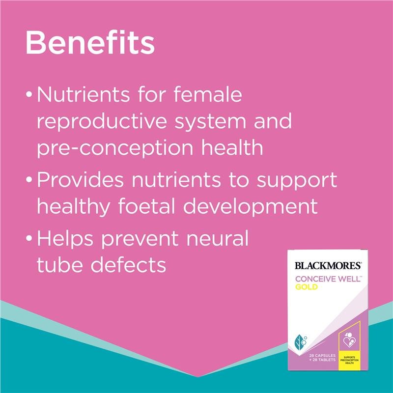 Blackmores Conceive Well Gold 28 Tablets + 28 Capsules Preconception Support 56 Pack