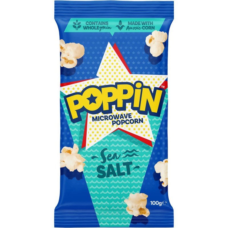 [Expiry: 25/02/2026] Poppin Microwave Popcorn Sea Salt Flavour 100g