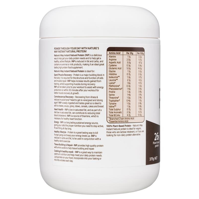 [Expiry: 06/2025] Nature's Way Instant Natural Protein Plant-Based Powder Chocolate Flavour 375g