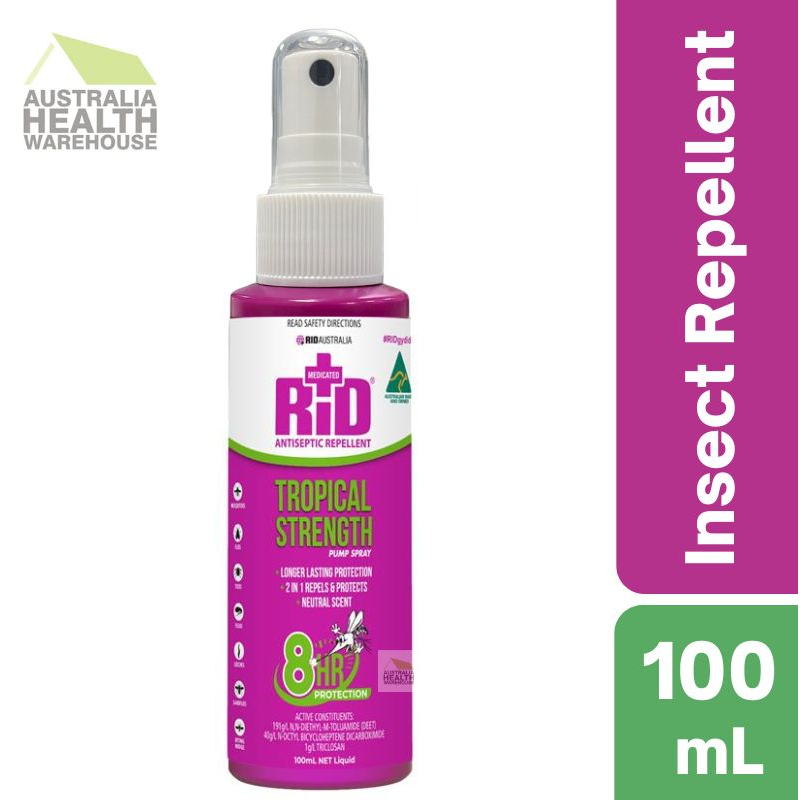 [Expiry: 03/2027] RID Medicated Insect Repellent Tropical Strength + Antiseptic Pump Spray 100mL