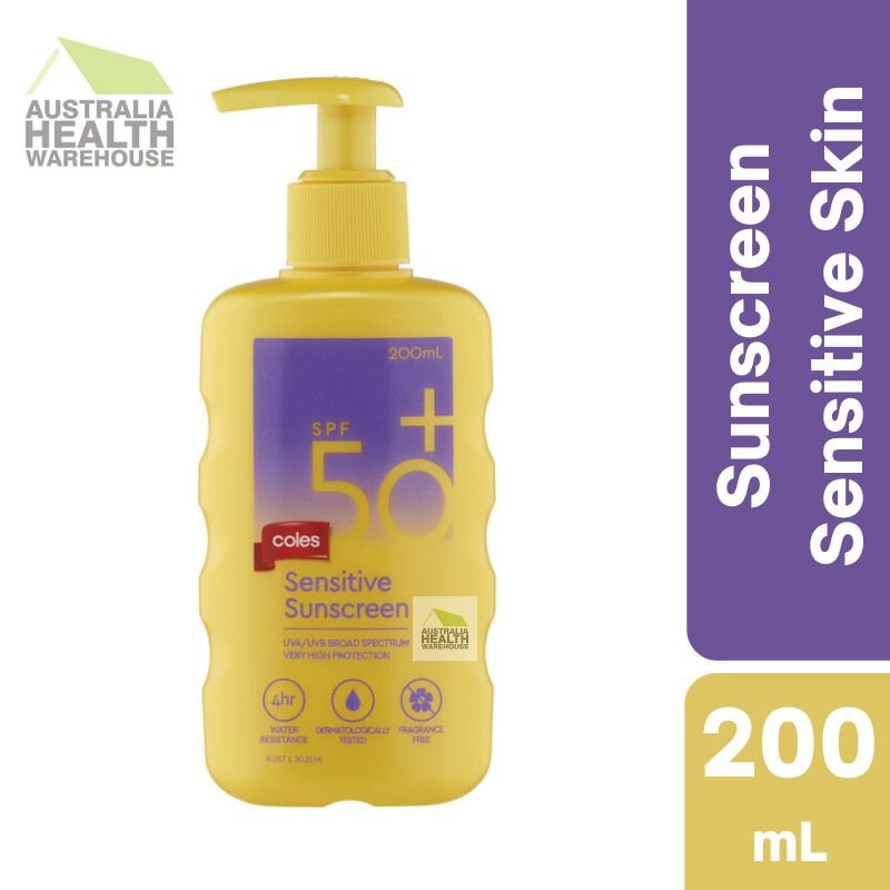 [CLEARANCE Expiry: 03/2025] Coles SPF 50+ Sensitive Sunscreen Pump 200mL