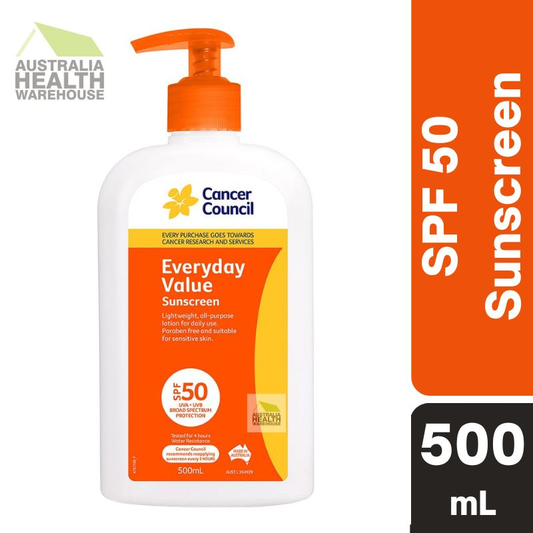 [Expiry: 10/2026] Cancer Council Everyday Value Sunscreen SPF 50 500mL