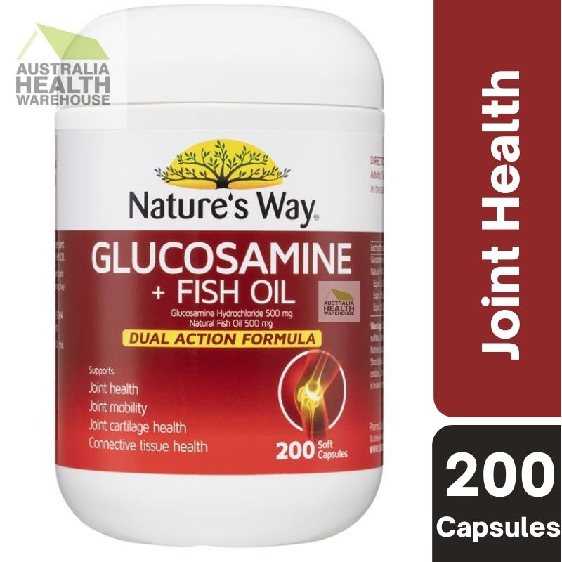 [CLEARANCE Expiry: 11/2024] Nature's Way Glucosamine + Fish Oil 200 Capsules