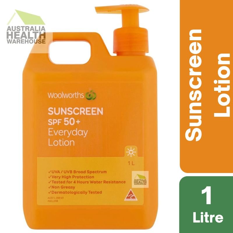 [Expiry: 10/2026] Woolworths Sunscreen SPF50+ Everyday Lotion 1 Litre