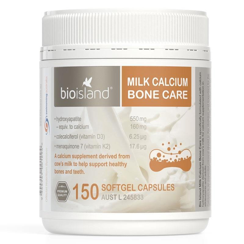 [Expiry: 06/2026] Bio Island Milk Calcium Bone Care 150 Softgel Capsules