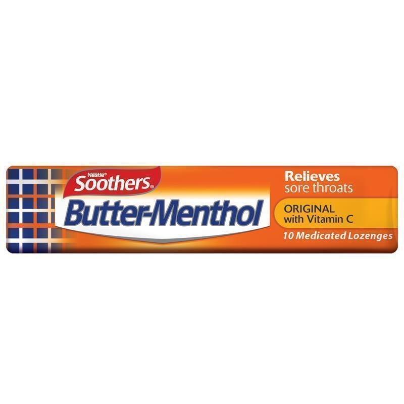 [Expiry: 03/2026] Soothers Butter-Menthol Original + Vitamin C Sore Throat Lozenges 30 Multipack