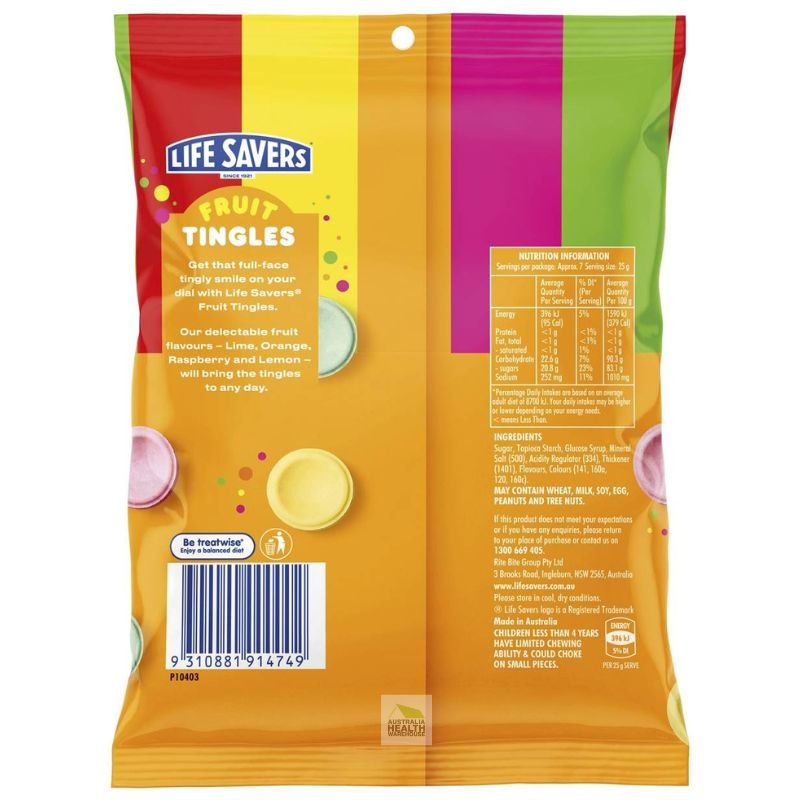 [EXPIRY: 21 August 2024] Lifesavers Fruit Tingles 180g